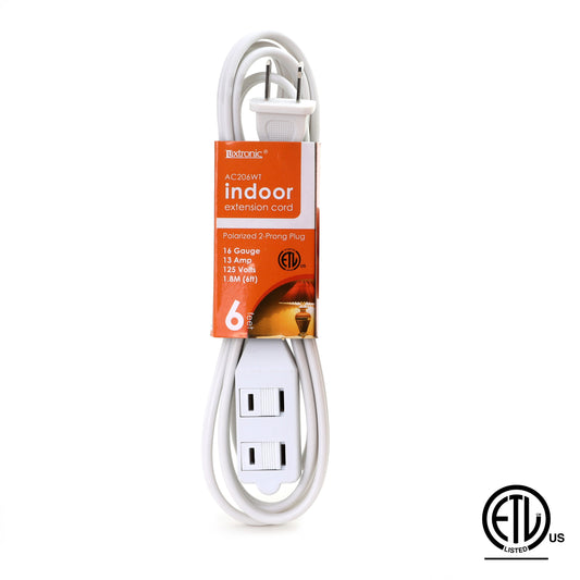 6ft Indoor Extension Cord White AC206WT