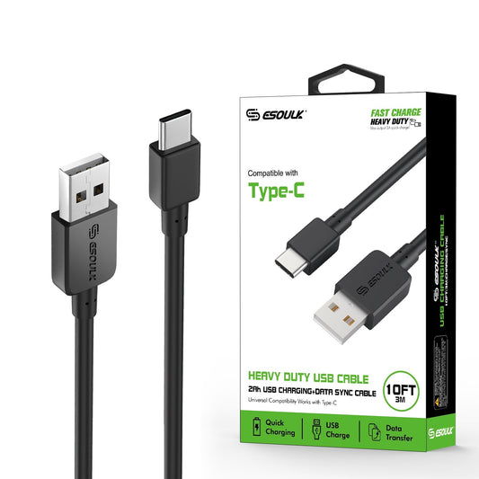 Heavy Duty USB Cable 2Ah USB Charging + Data Sync Cable - 10ft EC38P-TPC