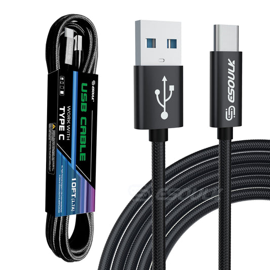 USB Cable 2Ah USB Charging + Data Sync Braided Cable - 10ft EC45L-TPC