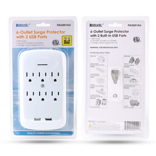 6-Outlet Surge Protector with 2 USB Ports PAG601AU