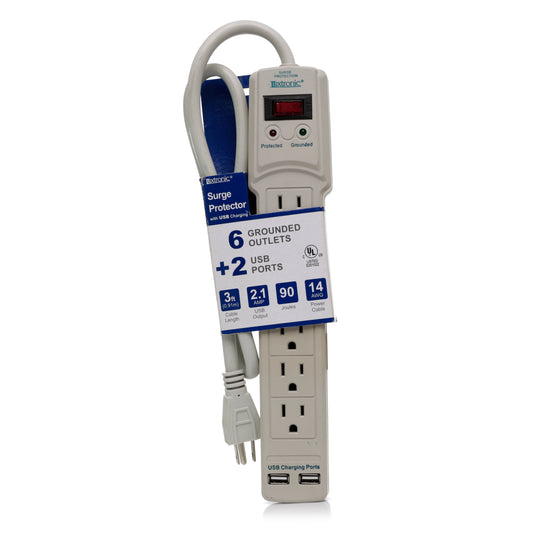 6-Outlet Surge Protector with 4 USB Ports PS623S