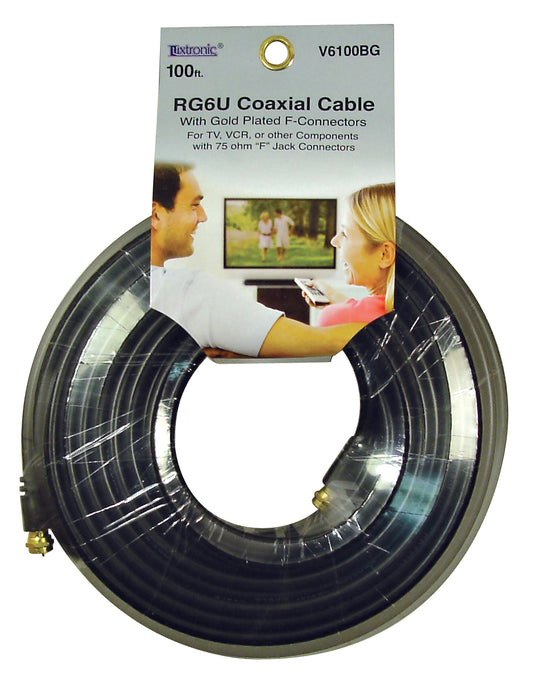 100ft RG6U Coaxial Cable with Gold Plater F-Connectors V6100