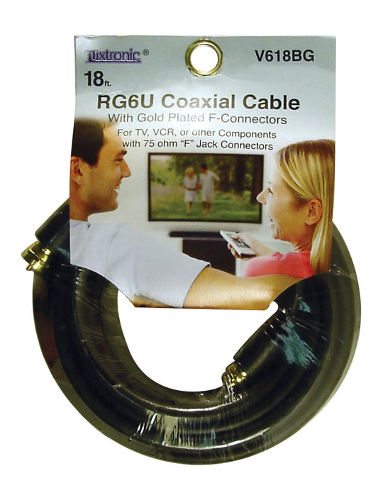 18ft RG6U Coaxial Cable with Gold Plater F-Connectors V618