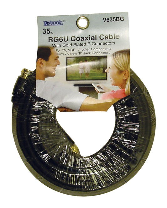 35ft RG6U Coaxial Cable with Gold Plater F-Connectors V635