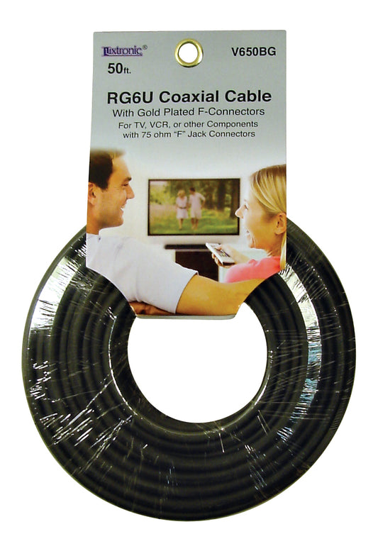50ft RG6U Coaxial Cable with Gold Plater F-Connectors V650